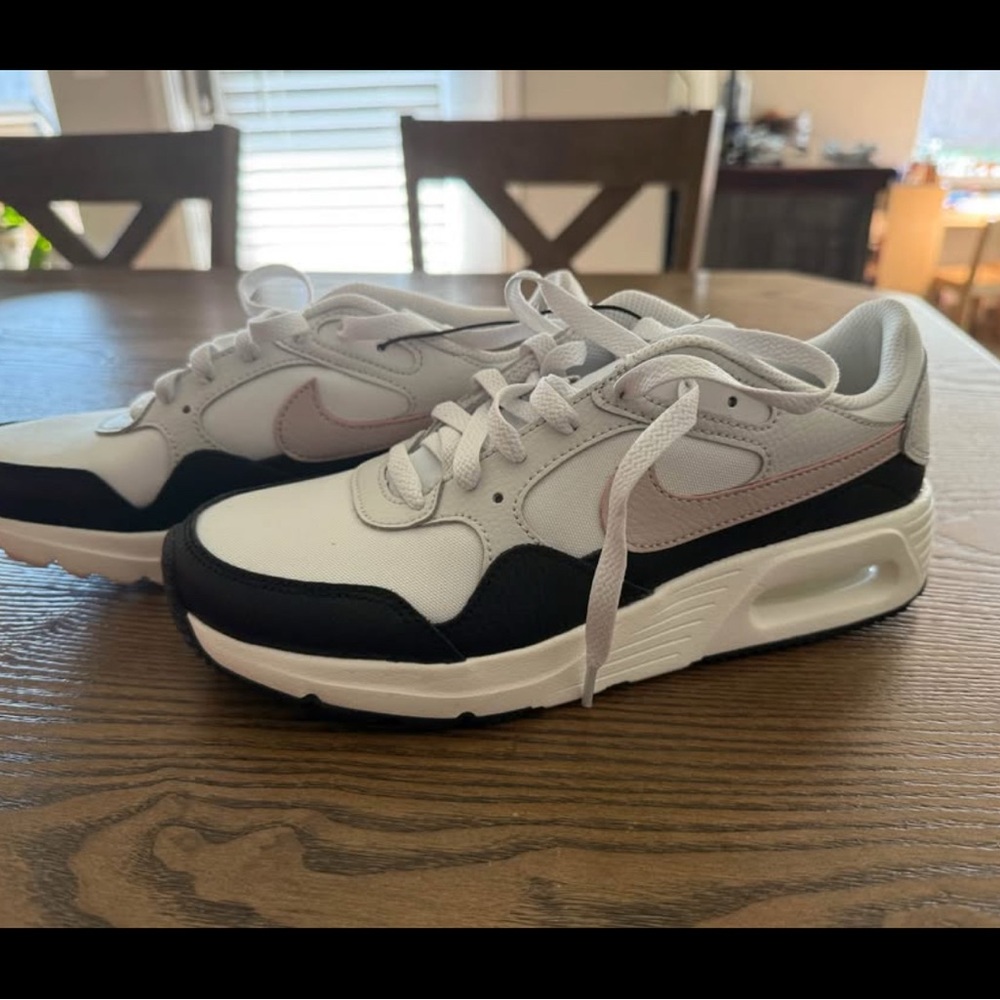 Nike Black and White Sneakers with Pink Swoosh